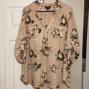 Pink floral print blouse